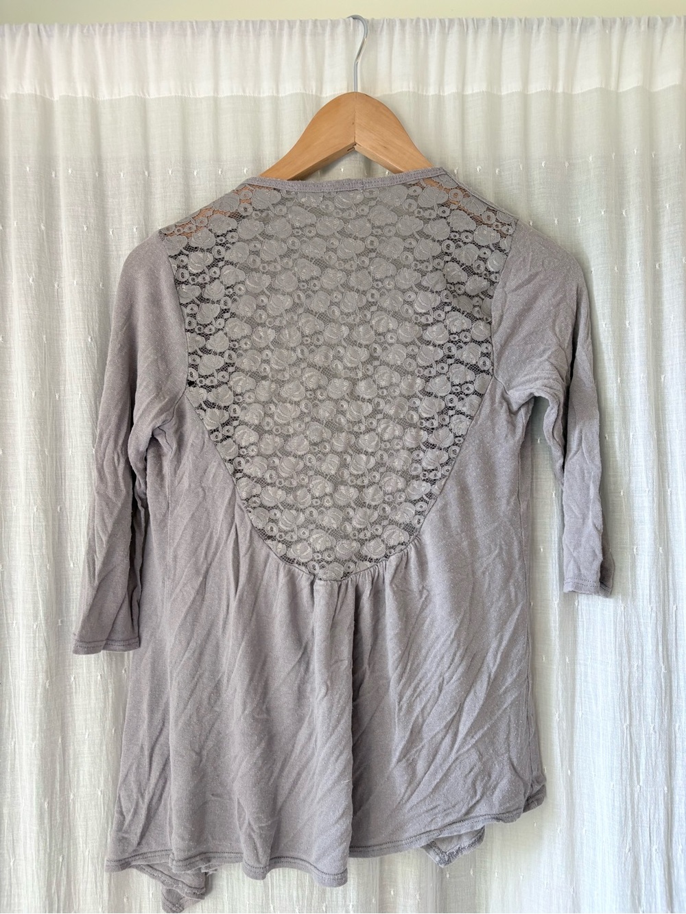Y2K Charlotte Russe Gray Open-Front Lace-Back Cardigan - Picture 3 of 4